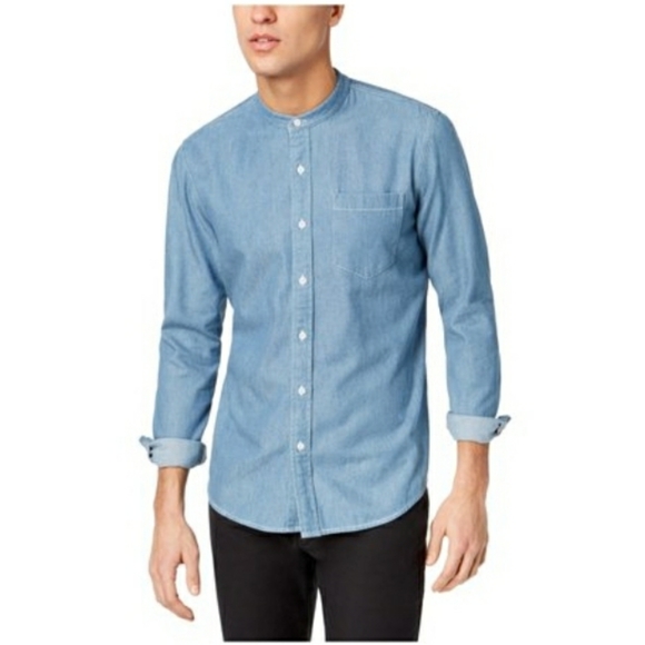 American Rag Mens Denim Button Up Shirt - Picture 1 of 4